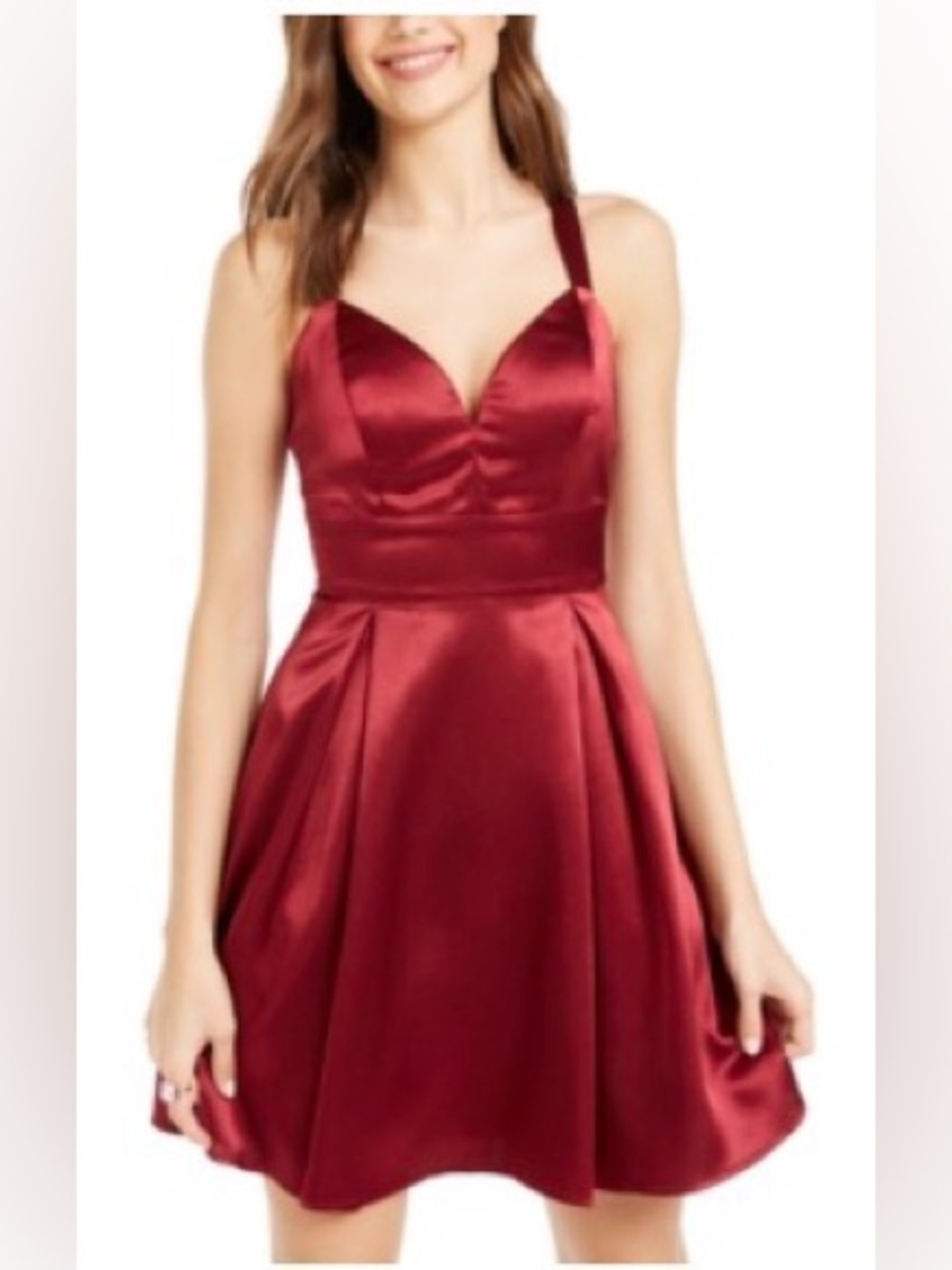 Teeze Me Size 5 Burgundy Sleeveless Mini Fit & Flare Party Dress Back Zipper